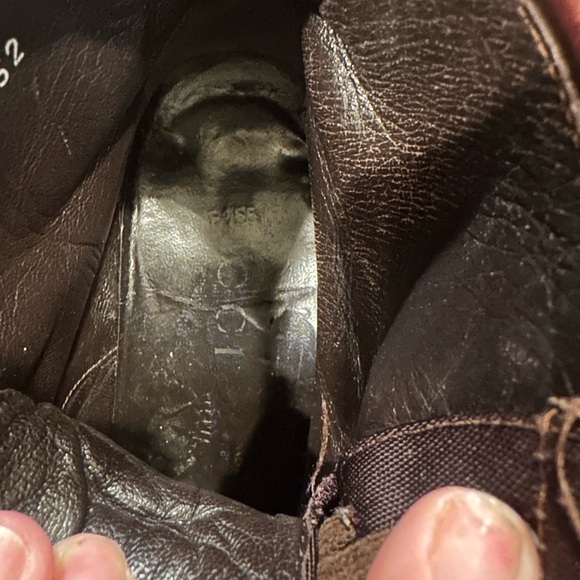 Gucci Vintage Sz 9 1/2D Chukka High Cut Brown Leather& Canvas Lug Sole Boots - Picture 8 of 13